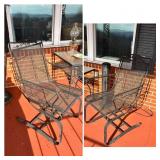 Wrought Iron Mesh Patio Rocking Chairs