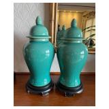 Green/blue Ceramic Ginger Jars