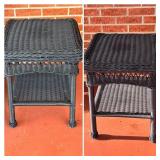 Black Wicker-Style Side Tables with Shelf