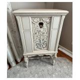 Vintage Radio Cabinet with Decorative Carving