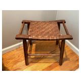 Wooden Stool With Woven Seat