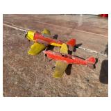2 Vintage Metal Toy Airplanes