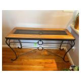 Glass-Top Console Table with Metal Base