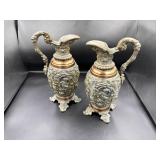 Ornate Metal Ewers with Handles