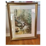 Framed Watercolor of Forest Stream