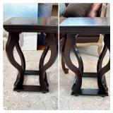 Two Wooden Accent Table With Curved Legs