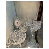 Crystal Clock and Assorted Crystal Pieces