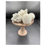Marble Pedestal with Ceramic Fruit