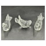 Three Clear Glass Bird Figurines