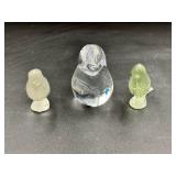 Three Glass Bird Figurines