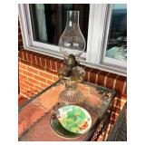 Glass Oil Lamp With Decorative Plate