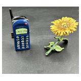 Vtg Cellphone Trinket box & Sunflower