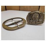 Two Brass Belt Buckles Set