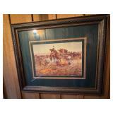 Signed Framed C. M. Russell Print, 35x29x2