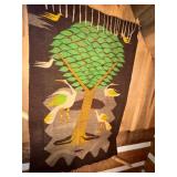 Handwoven Wall Hanging with Tree and Birds