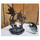 SPI Cast Brass and Art Glass Fish