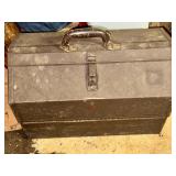 Vintage Metal Toolbox with Assorted Tools