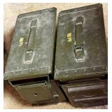 Vintage Metal Ammo Boxes with Ammunition