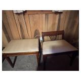 Two Wooden Upholstered Benches
