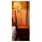 Wood Side Table with Drawer and Lamp Set