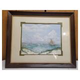 Framed Seascape Painting by Jean Marie