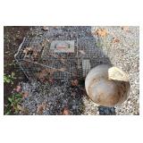 Metal Animal Cage and Galvanized Bucket