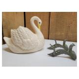Swan Planter and Metal Eagle Hooks