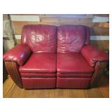Red Leather Reclining Loveseat