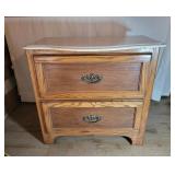 Oak Two-Drawer Side Table