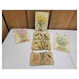 5 Floral Wall Plaques