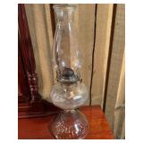 Glass Oil Lamp With Metal Burner and Chimney