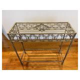 Vtg Metal Console Table W/Design 28ï¿½ï¿½x10ï¿½ï¿½x26ï¿½ï¿½