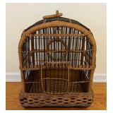 Vtg Wicker and Rattan Birdcage 15ï¿½ï¿½x10.5ï¿½ï¿½x20ï¿½ï¿½