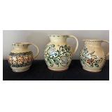 Three Hand-Painted Vtg Pitchers 8ï¿½ï¿½