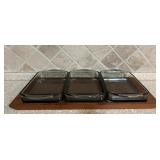 Vtg Glass Baking Dishes w/ Board