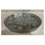 Vtg Glass Serving Tray w/Metal Base 14ï¿½ï¿½