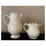 Vtg White Ceramic Pitcher Set