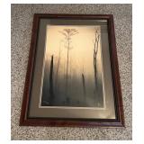 Framed Vtg Forest Scene Art Print 24.5ï¿½ï¿½x32.5ï¿½ï¿½
