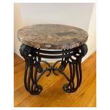 Gilded Marble Style Accent Table 23ï¿½ï¿½x26ï¿½ï¿½