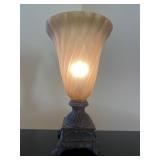Vtg Table Lamp W/ Fluted Glass Shade 18ï¿½ï¿½