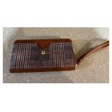 Brown Plaid and Faux Leather Wallet 8ï¿½ï¿½x5ï¿½ï¿½