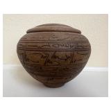 Vtg Stoneware Jar with Lid 5ï¿½ï¿½