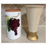 Vtg Ceramic Grape Canister & Vase