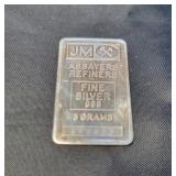 JM 5-Gram .999 Fine Silver Bar