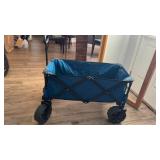 Collapsible Blue Utility Wagon with Large Wheels