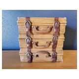 Stacked Woven Suitcase Storage Box