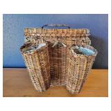 Wicker Basket With Dual Side Compartments