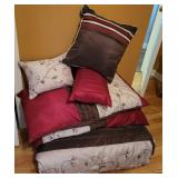 Embroidered Bedding and Pillow Set