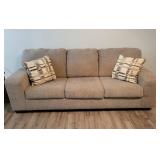 Three-Seater Beige Upholstered Sofa