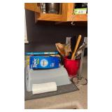 Kitchen Item Lot: Utensils, Dish Rack, Wraps